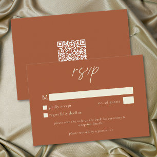 Elegant Rust Terracotta Minimalist Wedding RSVP Card