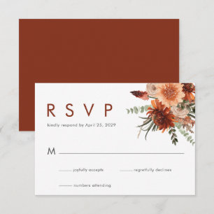 Elegant Rust Watercolor Floral Wedding RSVP Card