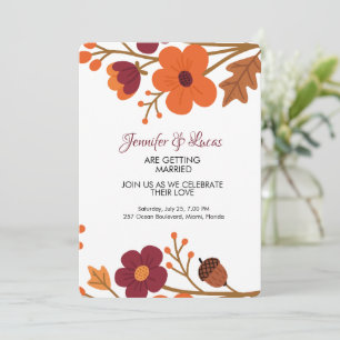 Elegant Rustic Autumn Floral Wedding Invitation