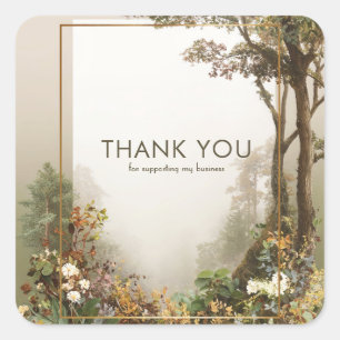 Elegant Rustic Autumn Forest Gold Frame Square Sticker