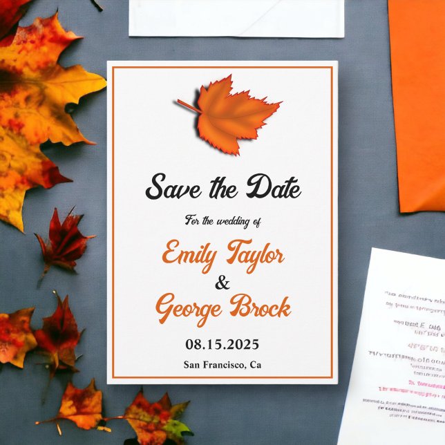 Elegant Rustic Autumn Leaves Chic Fall Wedding Save The Date (Creator Uploaded)