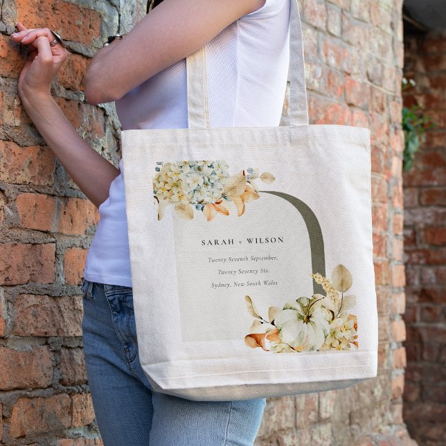 Elegant Rustic Autumn Pumpkin Arch Floral Wedding Tote Bag (Creator Uploaded)