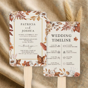 Elegant Rustic Autumn Wedding Program Hand Fan