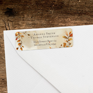 Elegant rustic autumn wedding return address