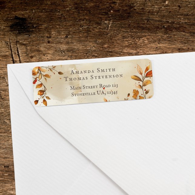Elegant rustic autumn wedding return address (Creator Uploaded)