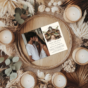 Elegant Rustic Barn Photo Save the Date  Announcement Postcard