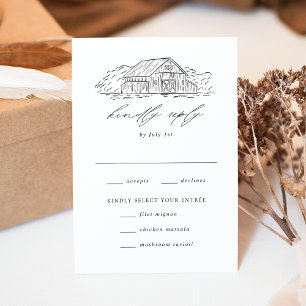 Elegant Rustic Barn Wedding Meal Choice RSVP Card