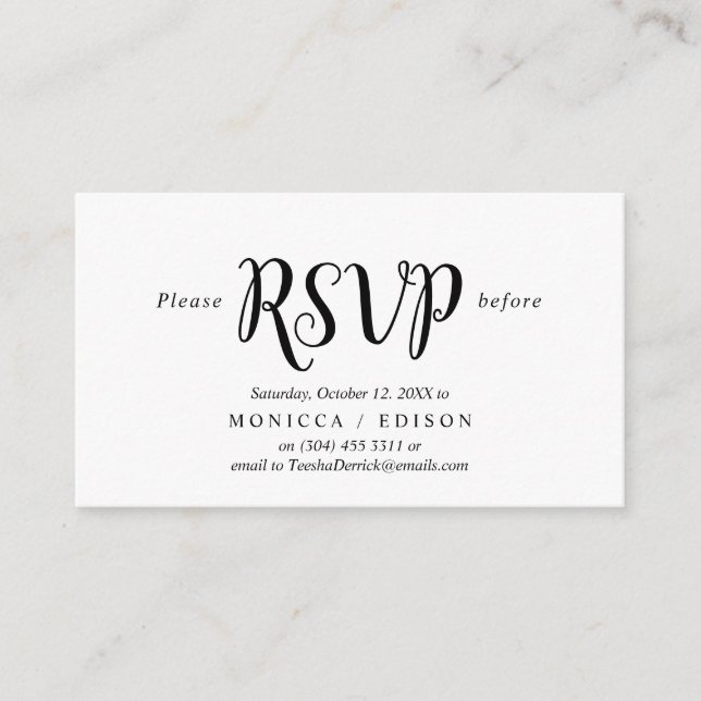 Elegant Rustic Black, Party RSVP, respond Enclosure Card (Front)