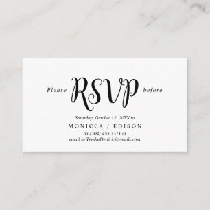 Elegant Rustic Black, Party RSVP, respond Enclosure Card