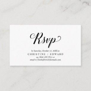 Elegant Rustic, Black Script, RSVP respond Enclosure Card
