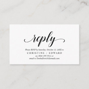 Elegant Rustic, Black Script, RSVP respond, Reply Enclosure Card