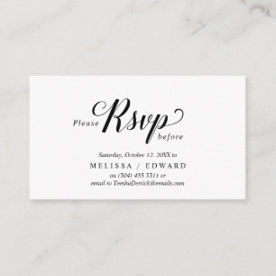 Elegant Rustic, Black Script, RSVP respond, Reply Enclosure Card