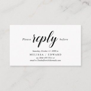 Elegant Rustic, Black Script, RSVP respond, Reply Enclosure Card