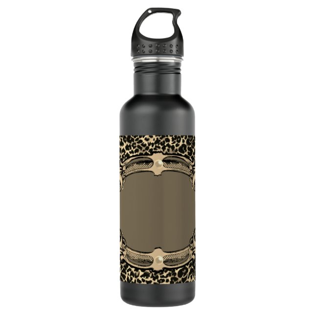 Elegant Rustic Black & Tan 710 Ml Water Bottle (Front)