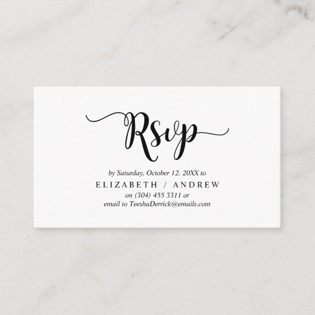 Elegant Rustic Black, Wedding RSVP, respond Enclosure Card (Front)