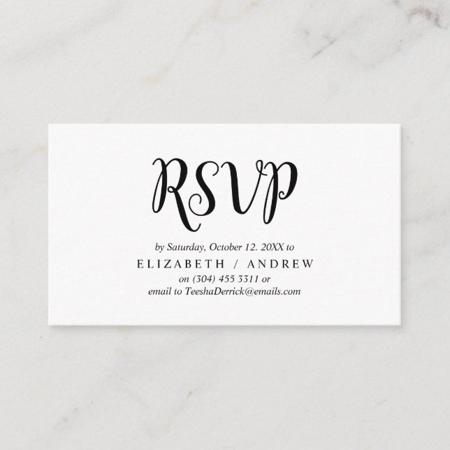 Elegant Rustic Black, Wedding RSVP, respond Enclosure Card (Front)