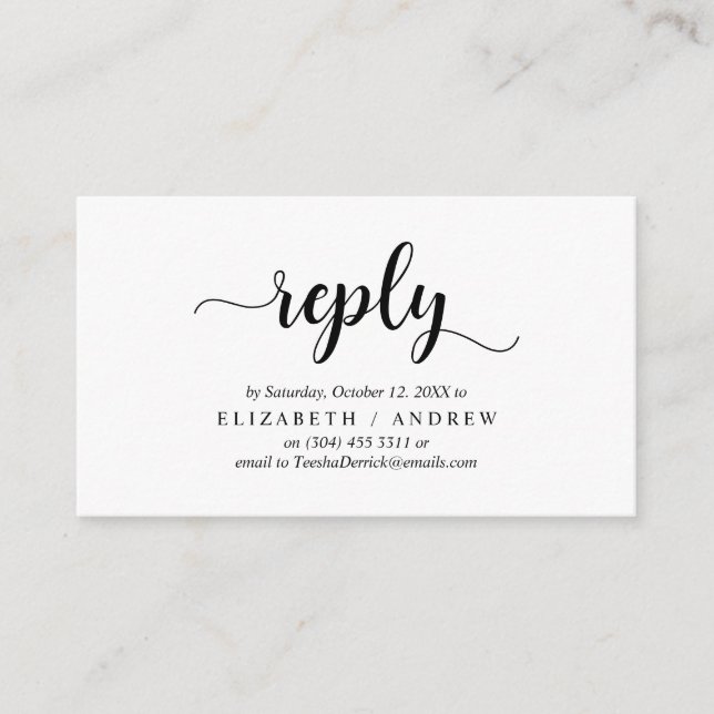 Elegant Rustic Black, Wedding RSVP, respond Enclosure Card (Front)