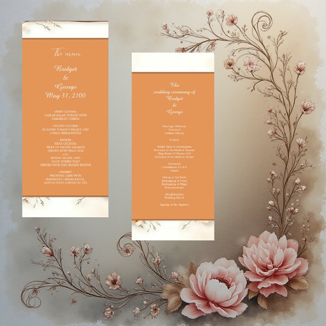Elegant Rustic Blossom brown beige Wedding Programme (Creator Uploaded)