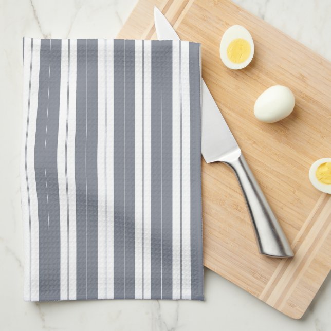 Elegant Rustic Blue French Stripe Tea Towel (Quarter Fold)