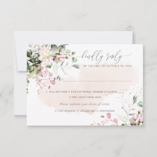 Elegant Rustic Blush Pink Eucalyptus, Meal RSVP Invitation