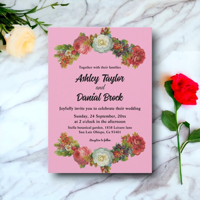 Elegant Rustic Blush Pink Summer Floral Wedding Invitation (Creator Uploaded)