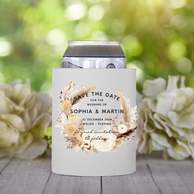 Elegant Rustic Boho Chic Floral Wedding Modern Can Cooler (Creator Uploaded)