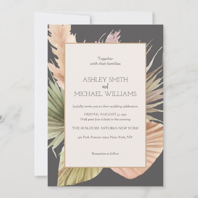 Elegant Rustic Boho Floral Botaniqe Wedding Invitation (Front)