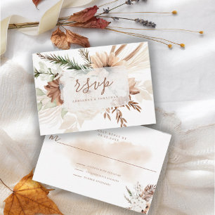Elegant Rustic Boho Floral Pampas  RSVP Card