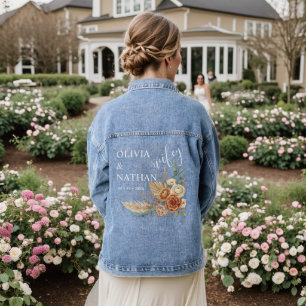 Elegant Rustic Boho Floral Wedding Denim Jacket