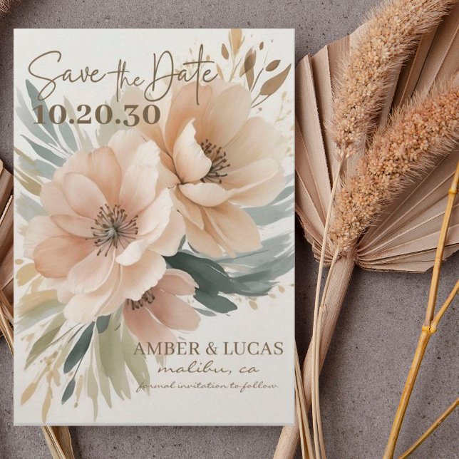 Elegant Rustic Boho Floral Wedding Save the Date Invitation (Creator Uploaded)
