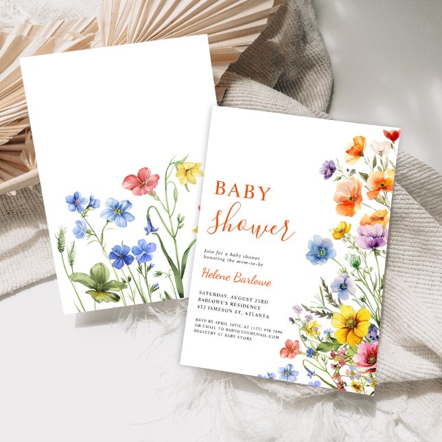 Elegant Rustic Boho Floral Wildflower Baby Shower Invitation (Elegant Rustic Boho Floral Wildflower Baby Shower Invitation)