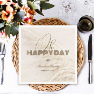 Elegant Rustic Boho Pampas Grass Wedding Napkins