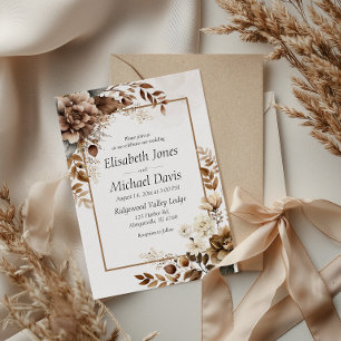 Elegant Rustic Boho Terracotta Flora Wedding Invitation