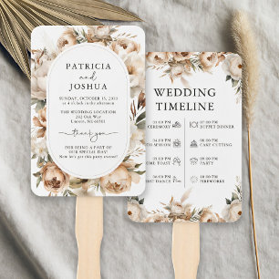 Elegant Rustic Boho Wedding Program Hand Fan