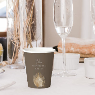 Elegant Rustic Botanical Boho Baby Shower Paper Cups