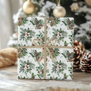 Elegant Rustic Botanical Christmas Wrapping Paper