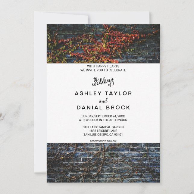Elegant Rustic Botanical Fall Floral Wedding Invitation (Front)
