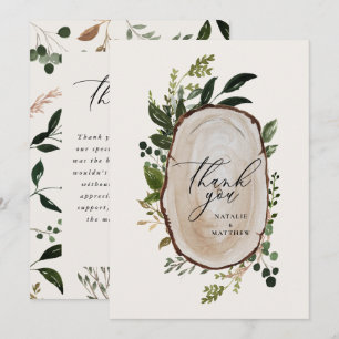 Elegant Rustic Botanical Greenery Thank You chic Card
