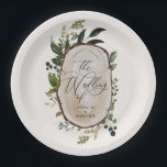 Elegant Rustic Botanical Greenery wedding party Paper Plate<br><div class="desc">Elegant Rustic Botanical Greenery chic script wedding party decor paper plate. Part of a modern collection.</div>