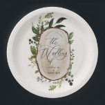 Elegant Rustic Botanical Greenery wedding party Paper Plate<br><div class="desc">Elegant Rustic Botanical Greenery chic script wedding party decor paper plate. Part of a modern collection.</div>