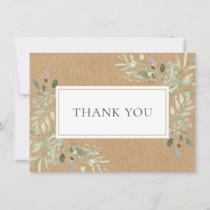 Elegant Rustic Botanical Leaves Greenery Thank You Card
