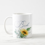 Elegant Rustic Bride Sunflower Eucalyptus Floral Coffee Mug<br><div class="desc">Elegant Rustic Bride Sunflower Eucalyptus Wedding Coffee Mug
Every bridal party needs coffee! Treat your tribe to this elegant,  rustic sunflower mug and make them feel extra special.


artwork/graphics by ReachDreams.etsy.com</div>