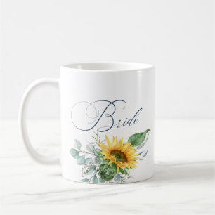 Elegant Rustic Bride Sunflower Eucalyptus Floral Coffee Mug