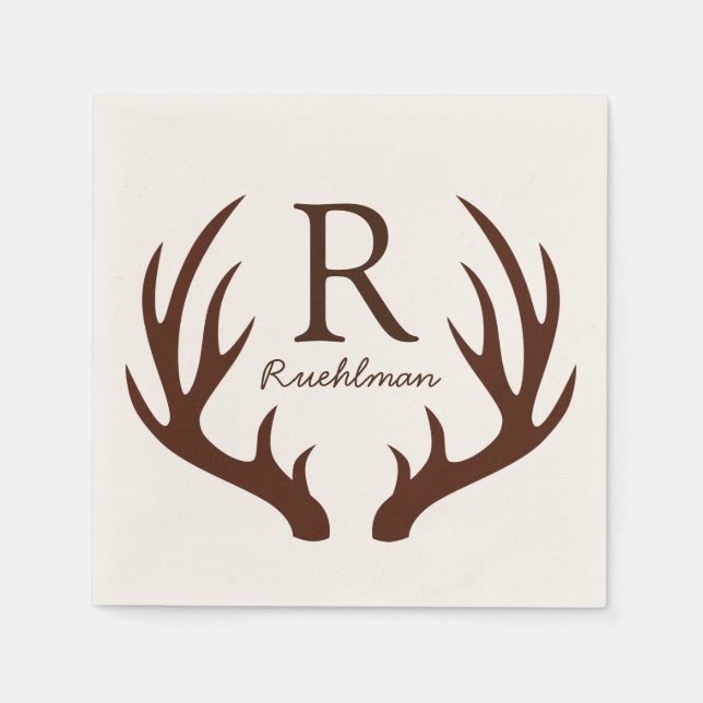 Elegant Rustic Brown Deer Antlers Napkin (Front)