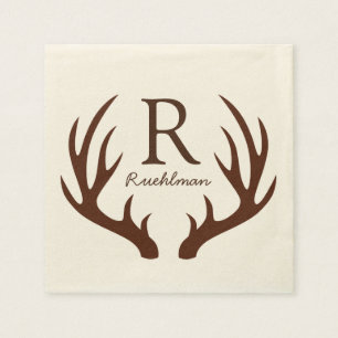 Elegant Rustic Brown Deer Antlers Napkin
