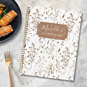 Elegant Rustic Brown Fall Botanical Recipe Book