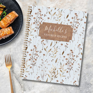 Elegant Rustic Brown Fall Botanical Recipe Book