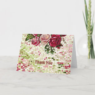 Elegant Rustic Burgundy Maroon Roses Wedding Thank You Card