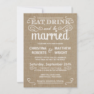Elegant Rustic Burlap Wedding Invitations