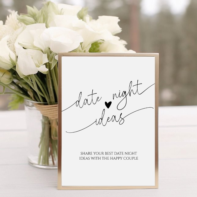 Elegant Rustic Calligraphy Date Night Ideas Sign (Creator Uploaded)